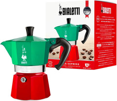 Moka Express Red 3 Cups Tricolore