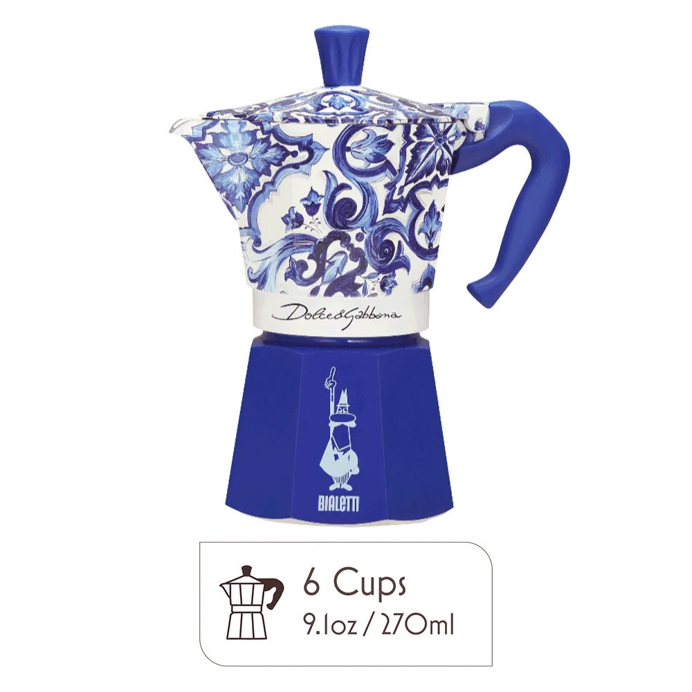 Dolce & Gabbana Moka Pot Italian Coffee & Stovetop Espresso Maker 6 Cups Mediterranean Blue (Copy)