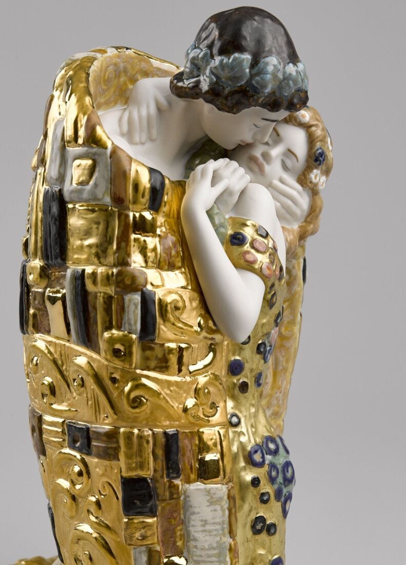 The Kiss Couple Sculpture, Golden Luster
