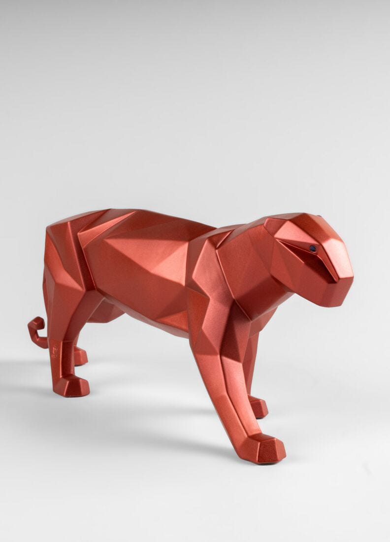 Panther Figurine, Metallic Red