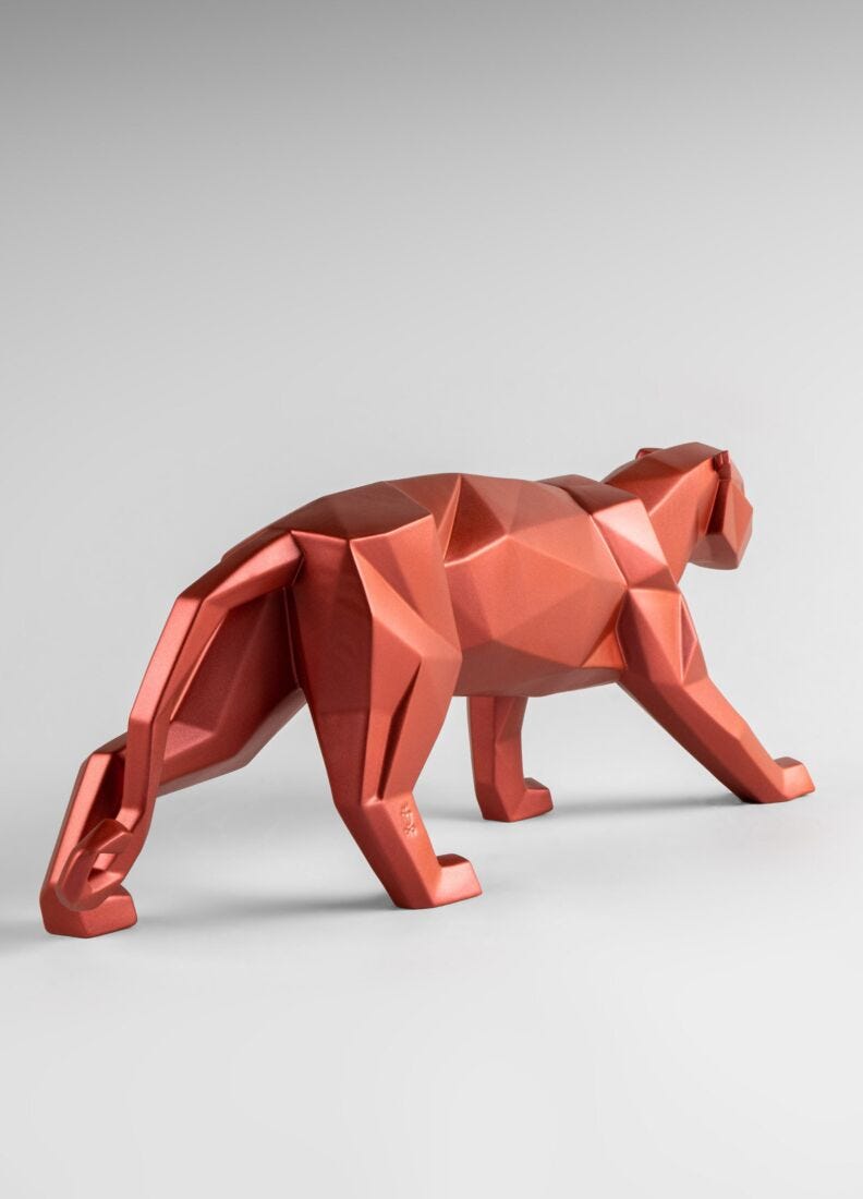 Panther Figurine, Metallic Red