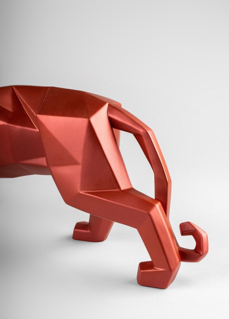 Panther Figurine, Metallic Red
