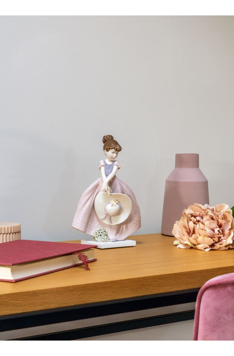 Straw Hat In The Wind Girl Figurine - LAST IN STOCK!