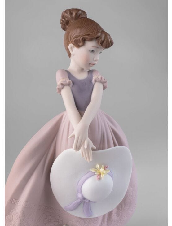 Straw Hat In The Wind Girl Figurine - LAST IN STOCK!