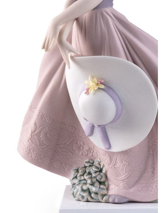 Straw Hat In The Wind Girl Figurine - LAST IN STOCK!