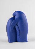 Penguin Family Sculpture. Limited Edition. Blue And Gold