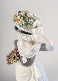 Flower Picking Woman Figurine