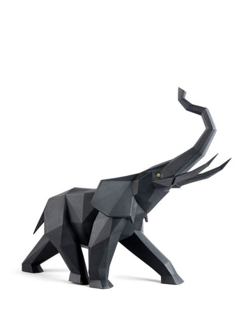 Elephant Sculpture. Black Matte