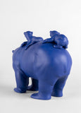 Mummy Bear And Babies (Blue-Gold) Sculpture. Limited Edition