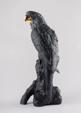 Macaw Bird Sculpture. Black-gold. Limited Edition