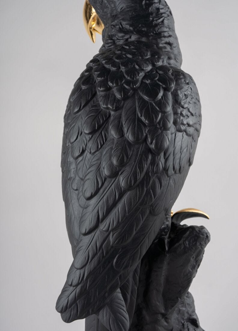 Macaw Bird Sculpture, Black/Gold - Limited Edition