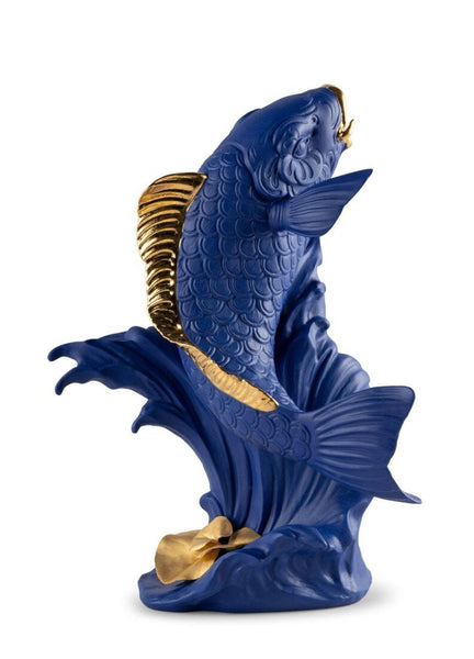 Koi Sculpture. Blue-Gold. Limited Edition