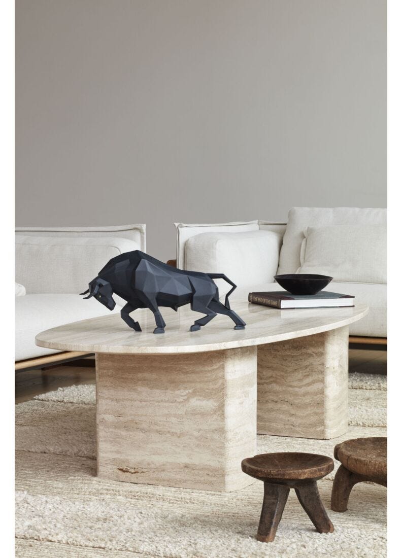 Bull Sculpture, Black Matte