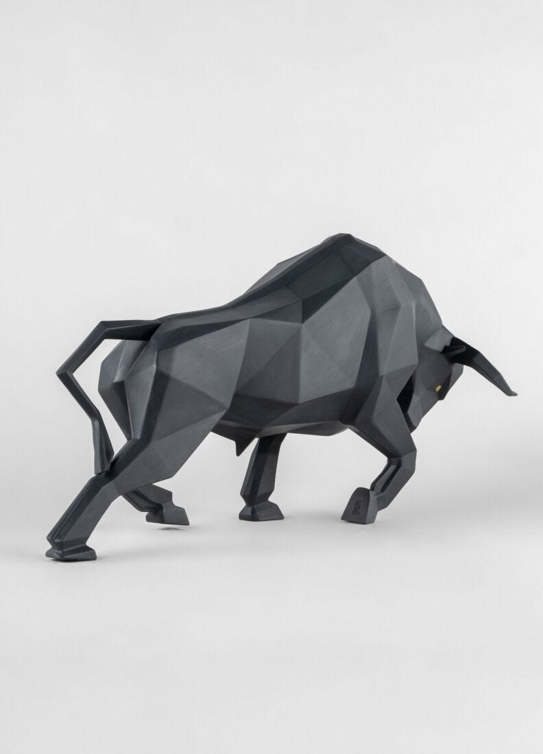 Bull Sculpture, Black Matte