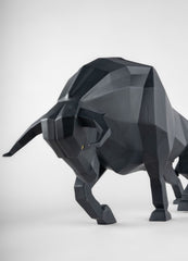 Bull Sculpture, Black Matte