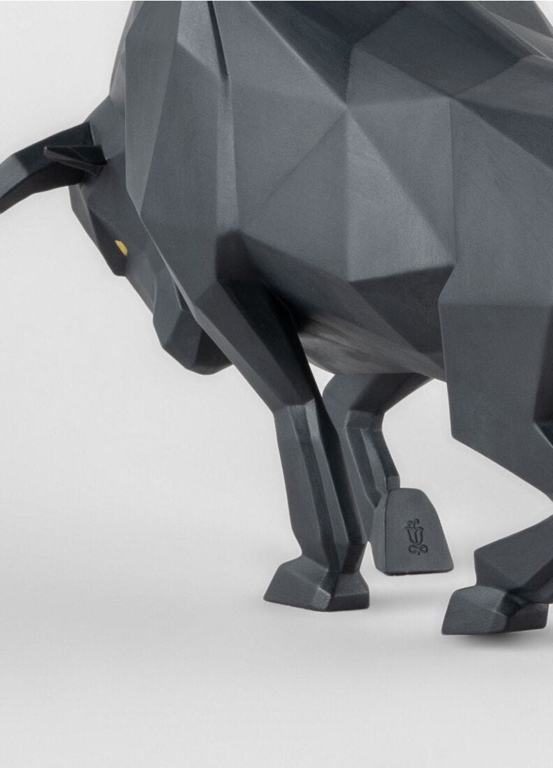 Bull Sculpture, Black Matte