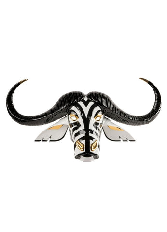 Buffalo Mask (Black-Gold) Sculpture