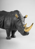 Rhino (Black-Gold) Sculpture. Limited Edition