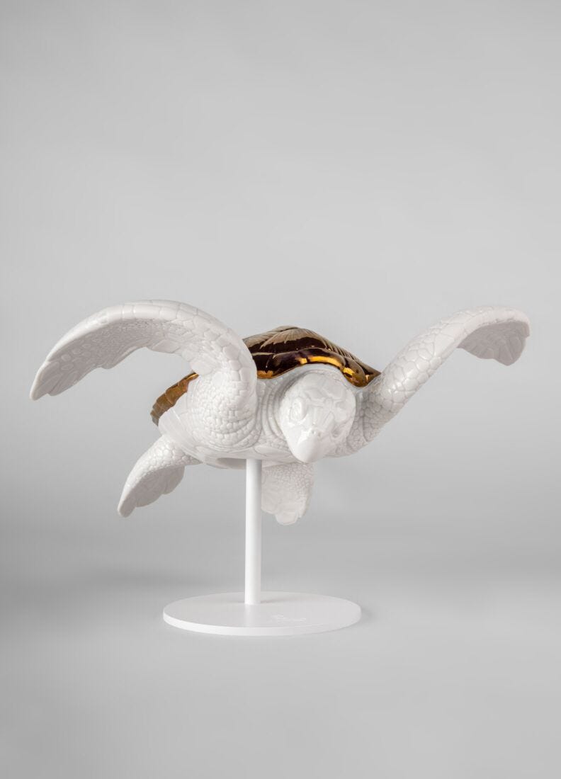 Sea Turtle I Sculpture, White/Copper