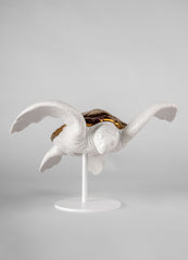 Sea Turtle I Sculpture, White/Copper