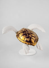 Sea Turtle I Sculpture, White/Copper