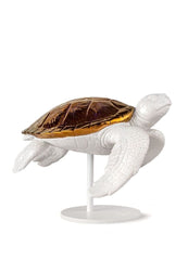 Sea Turtles Couple Sculpture, White/Copper