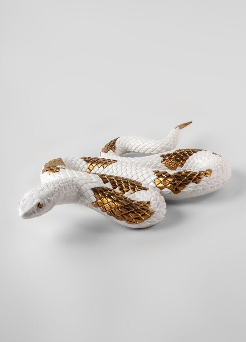 Snake Sculpture, White/Copper