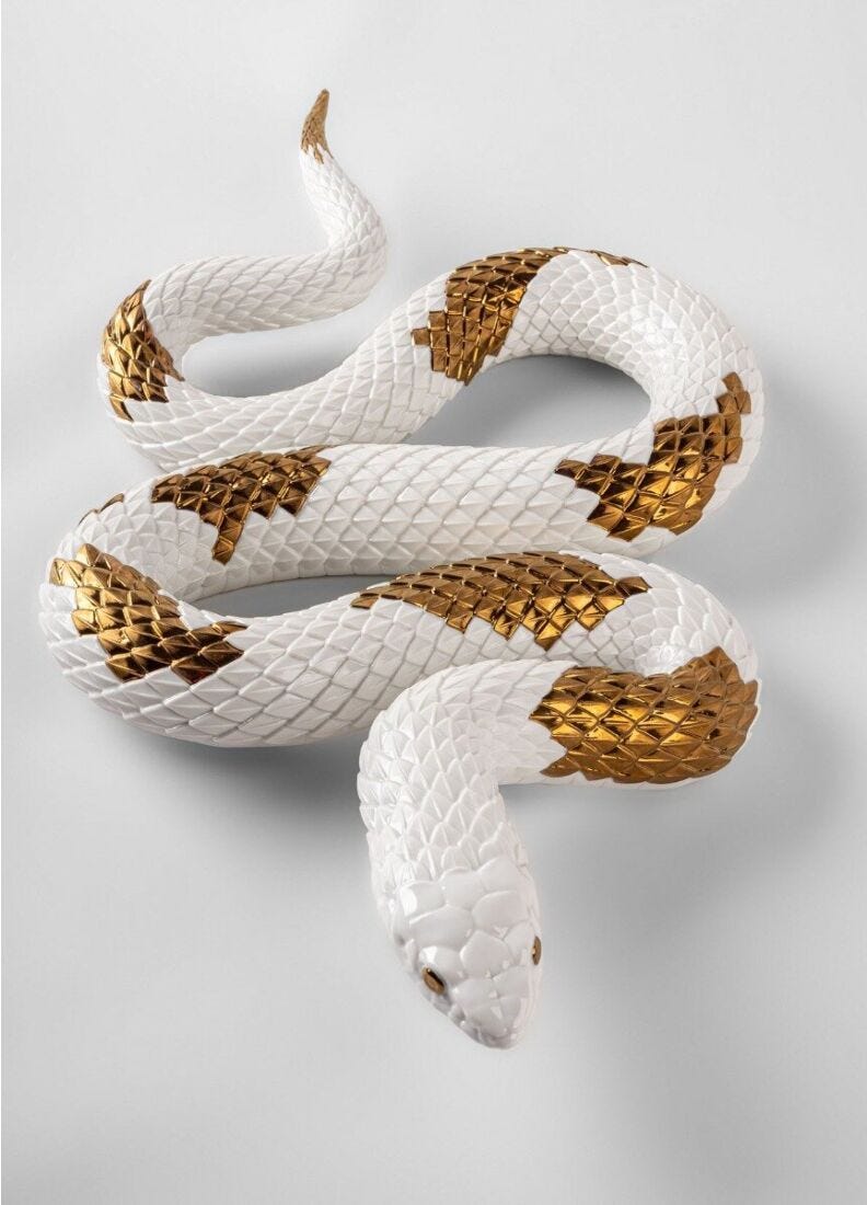 Snake Sculpture, White/Copper