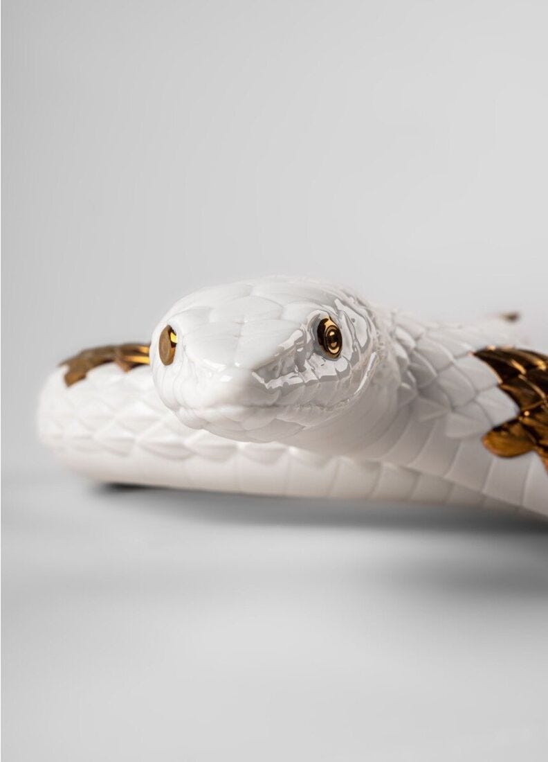 Snake Sculpture, White/Copper
