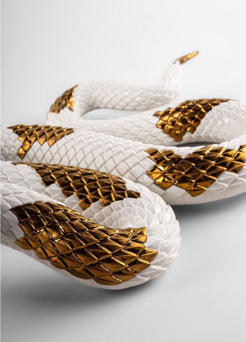 Snake Sculpture, White/Copper