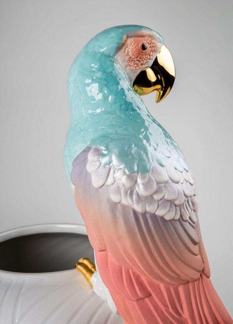 Macaw Bird Vase, Red