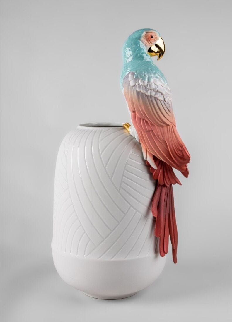 Macaw Bird Vase, Red