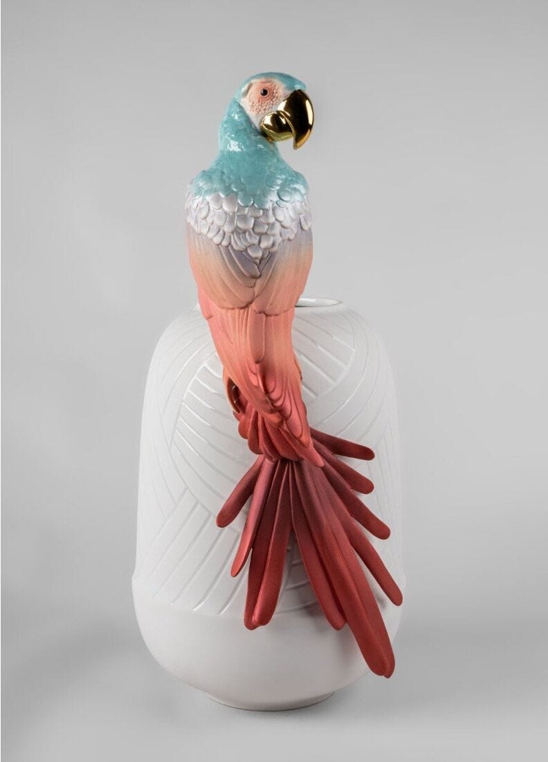 Macaw Bird Vase, Red