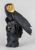 Owl Sculpture. Black-gold. Limited Edition
