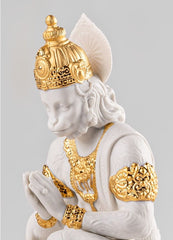 Hanuman Sculpture, Golden Luster