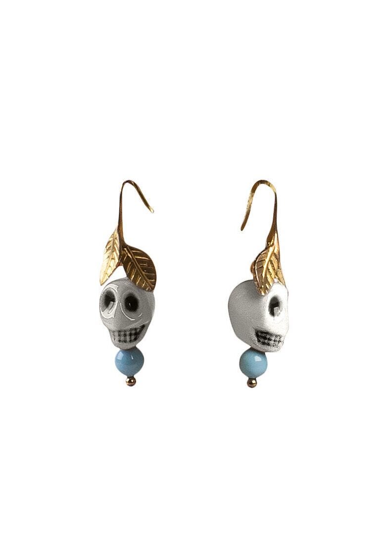 Frida Kahlo Skull Earrings. White