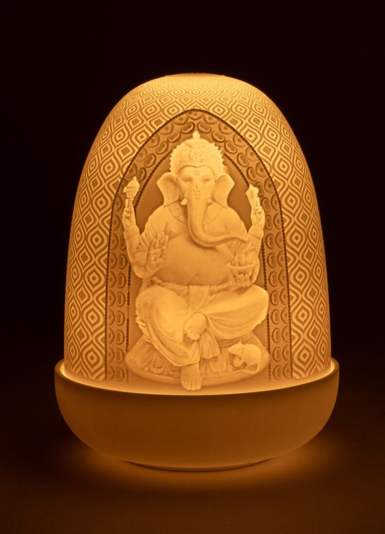 Lord Ganesha & Goddess Lakshmi Dome Table Lamp