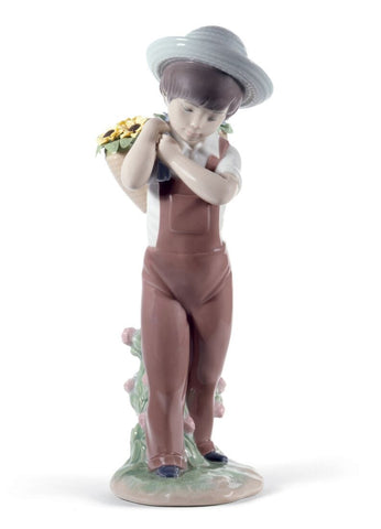Gathering Flowers Boy Figurine. 60Th Anniversary