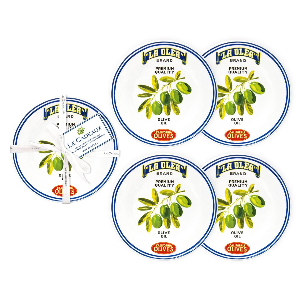 Vintage Olive California Appetizer Plates (Set of 4)
