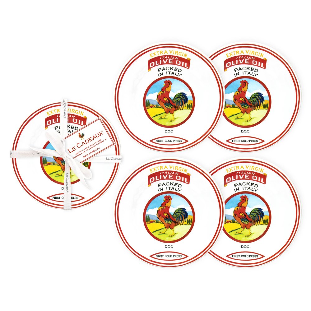 Vintage Olive Italy Appetizer Plates (Set of 4)
