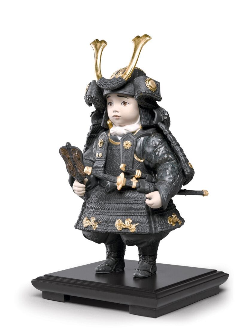 Warrior Boy Figurine. Golden Luster