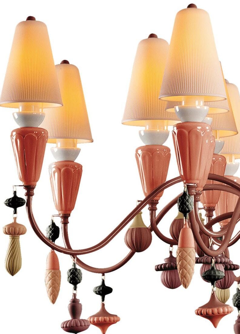 Ivy And Seed 16 Lights Chandelier, Medium Flat Model, Red Coral (US)