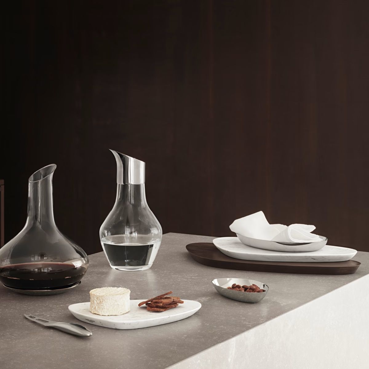 Sky Wine Carafe Glass & Stainless Steel Coaster, 2.3L