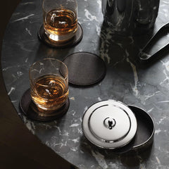 Manhattan Coaster Set Leather 4 Pcs