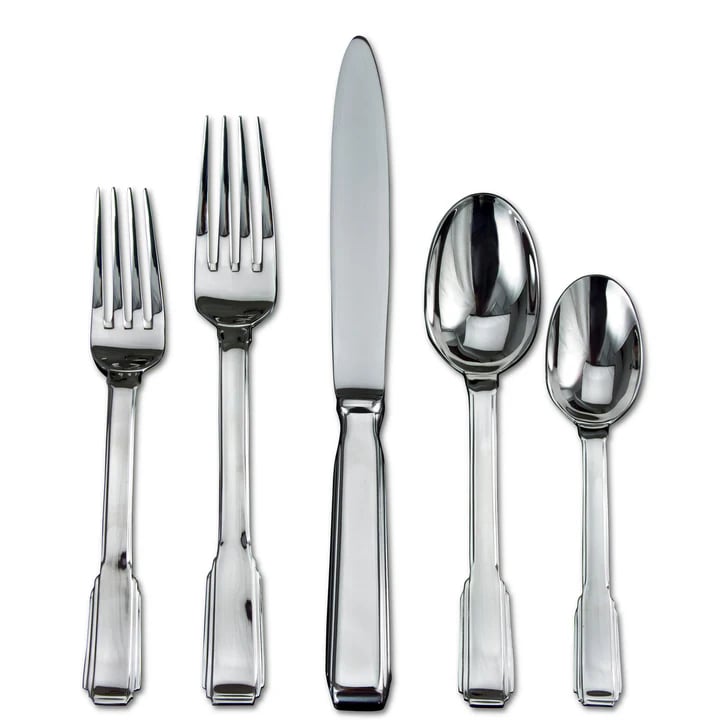Art Deco Mirrored 18/10 Stainless Steel 20 Piece Flatware Set