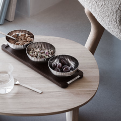 Bernadotte Triple Bowl Set In Stand Wood & Stainless Steel