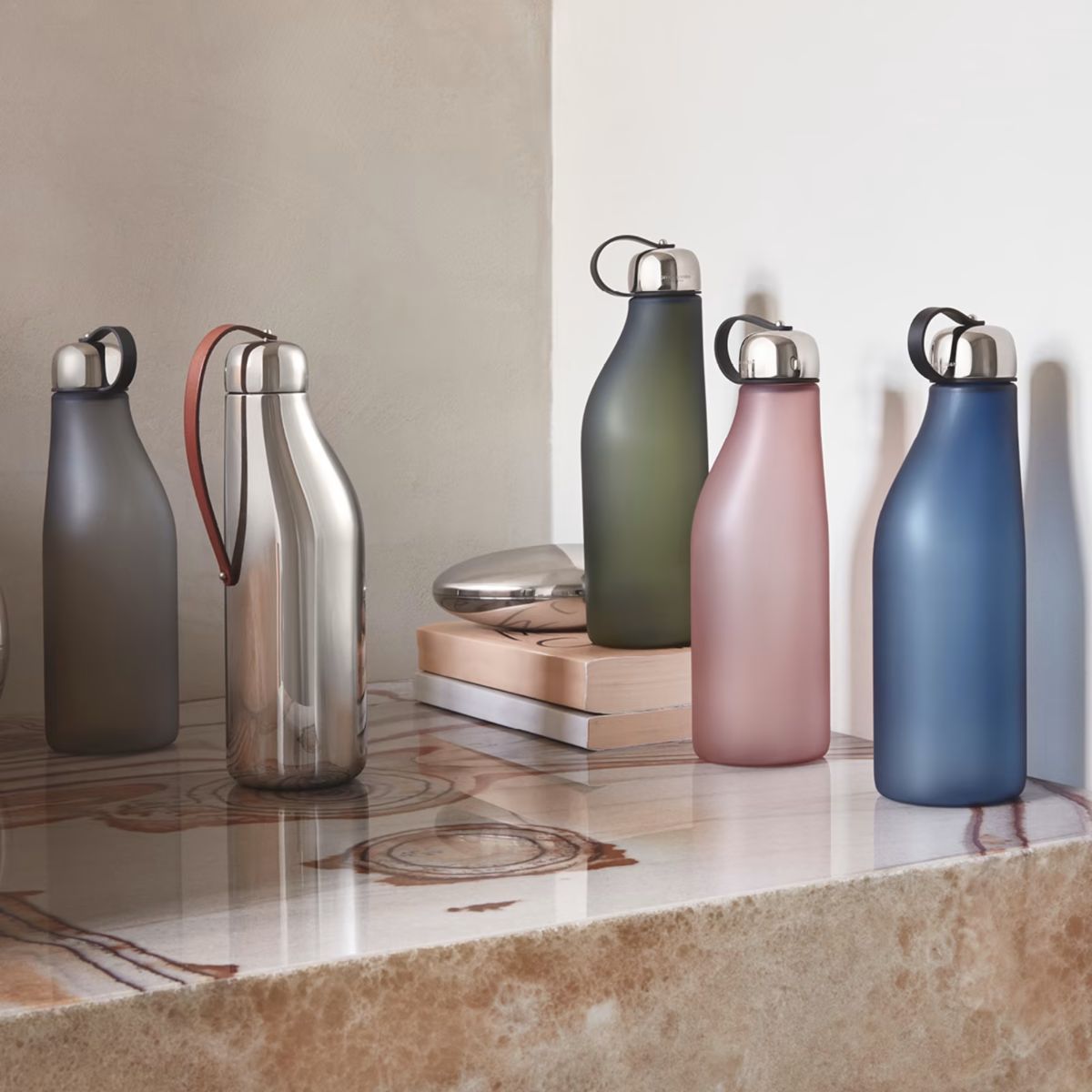 Sky Drinking Bottle Rose Stainless Steel & Plastic 500ml