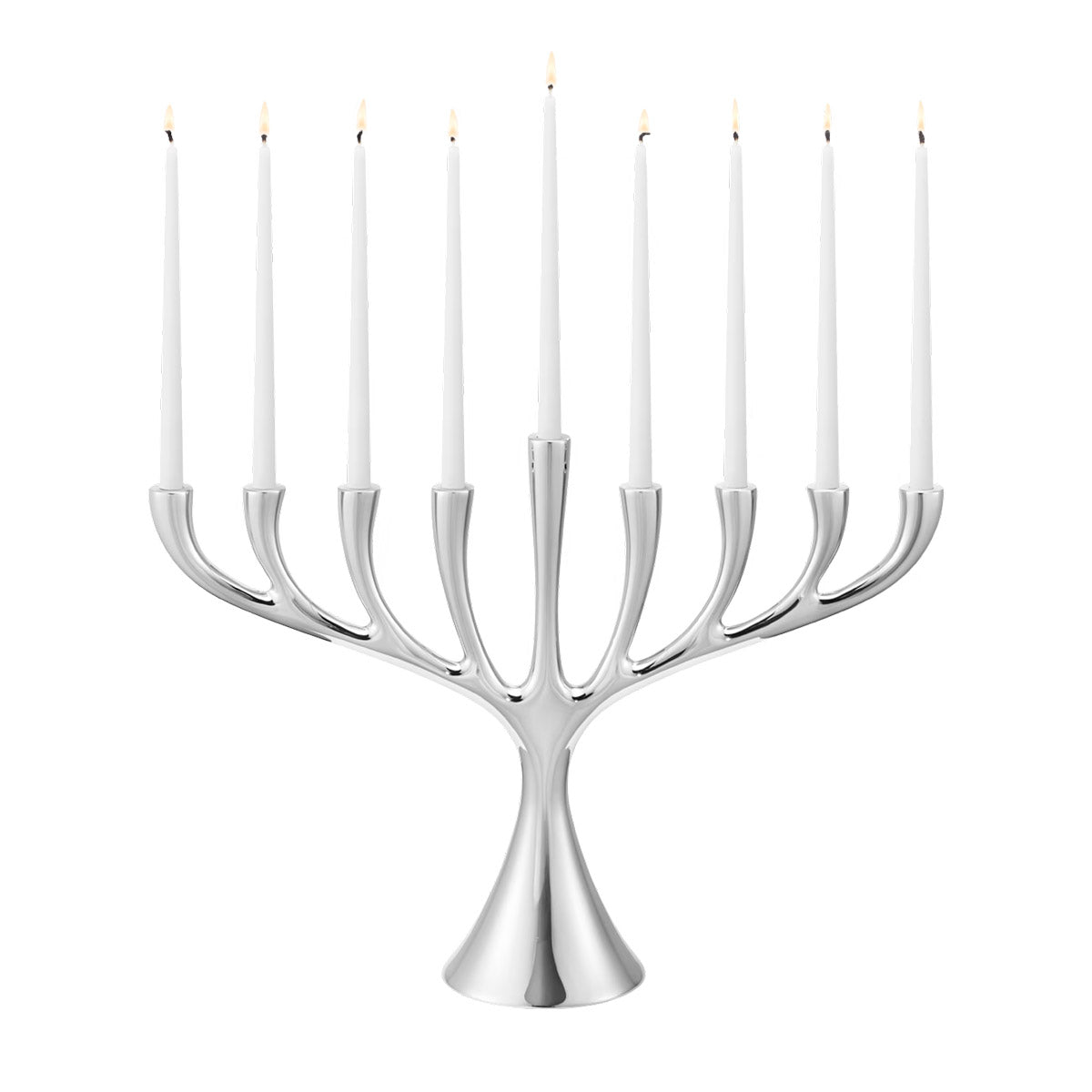 Cobra Menorah, Stainless Steel, Mirror Small