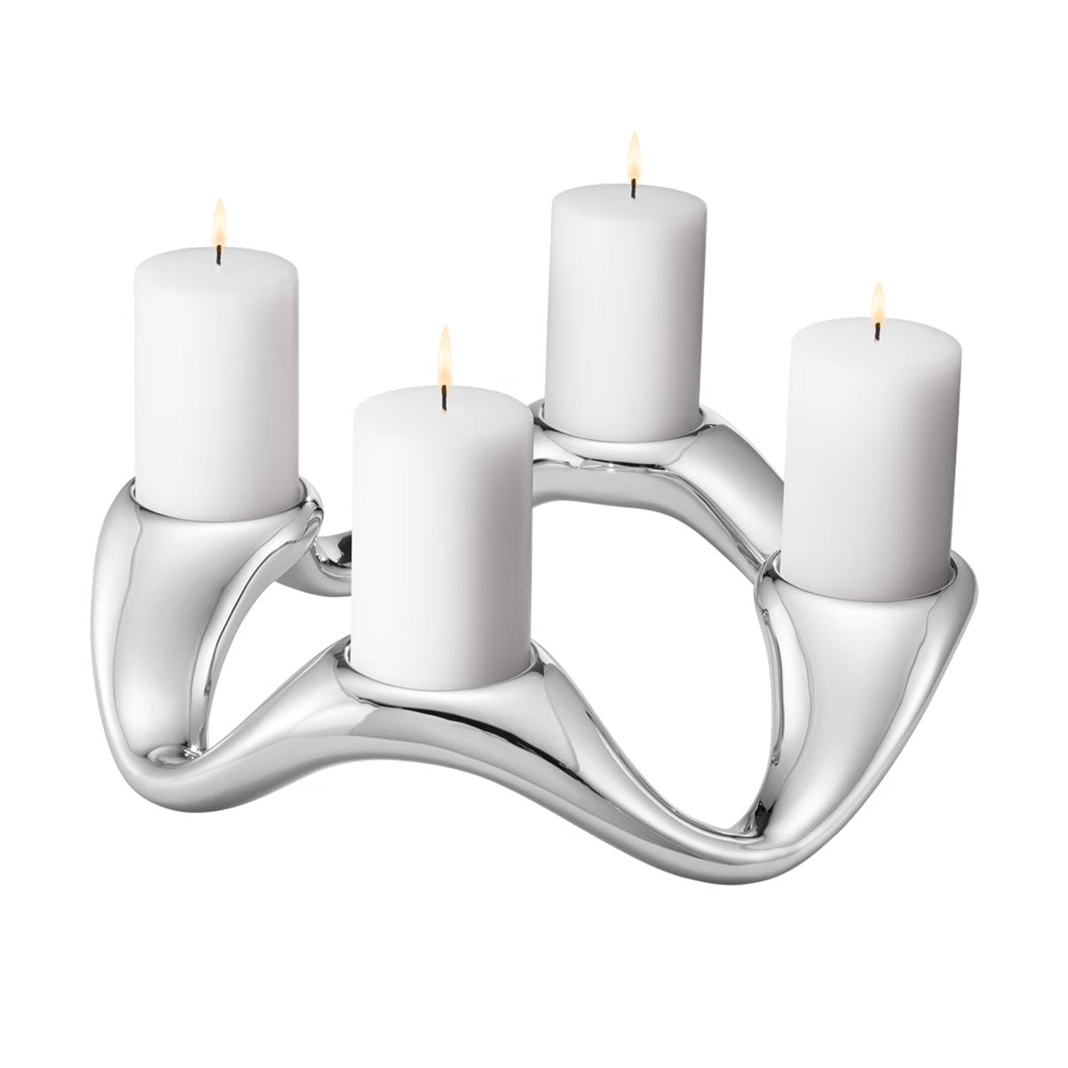 Cobra Round Candleholder Stainless Steel, Mirror