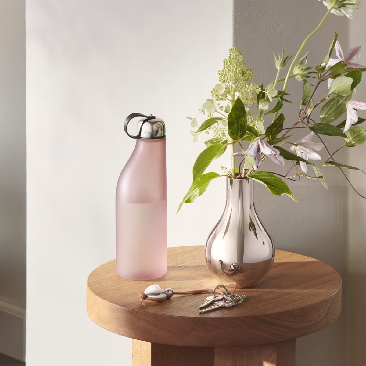 Sky Drinking Bottle Rose Stainless Steel & Plastic 500ml